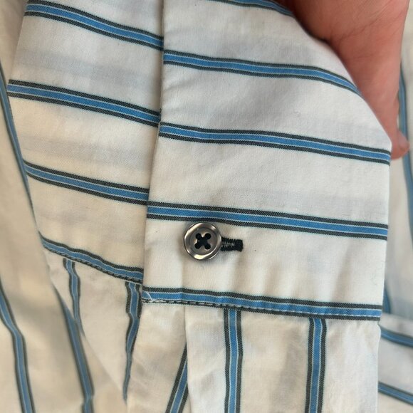 Talbots White Blue Stripe Long Sleeve Button Down Q33 - Picture 6 of 6